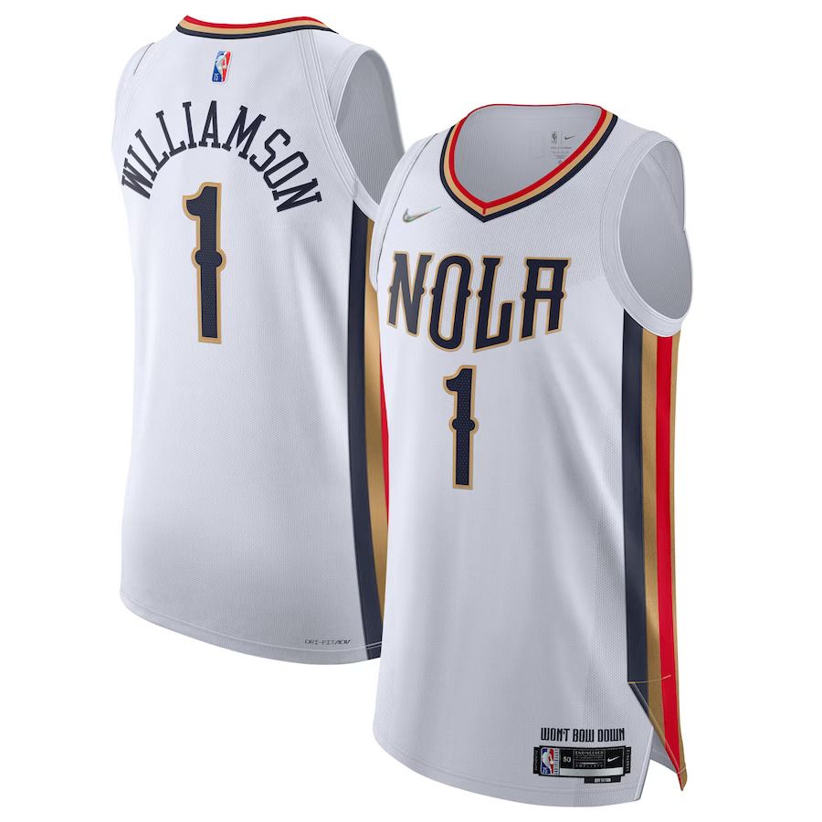 Men New Orleans Pelicans #1 Zion Williamson Nike White City Edition 2021-22 Authentic Player NBA Jersey